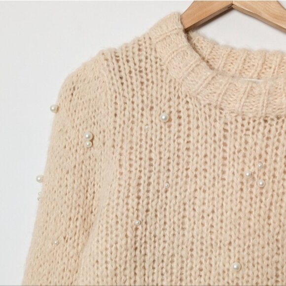 ARITZIA WILFRED Le Fou Shimmy Sweater Pearl Gisele Alpaca Wool Crew XS Aritzia - Picture 12 of 15